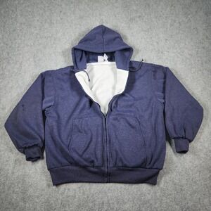 Vintage Franklin Sports Thermal Lined Full Zip Hoodie Heavyweight Size XL Blue